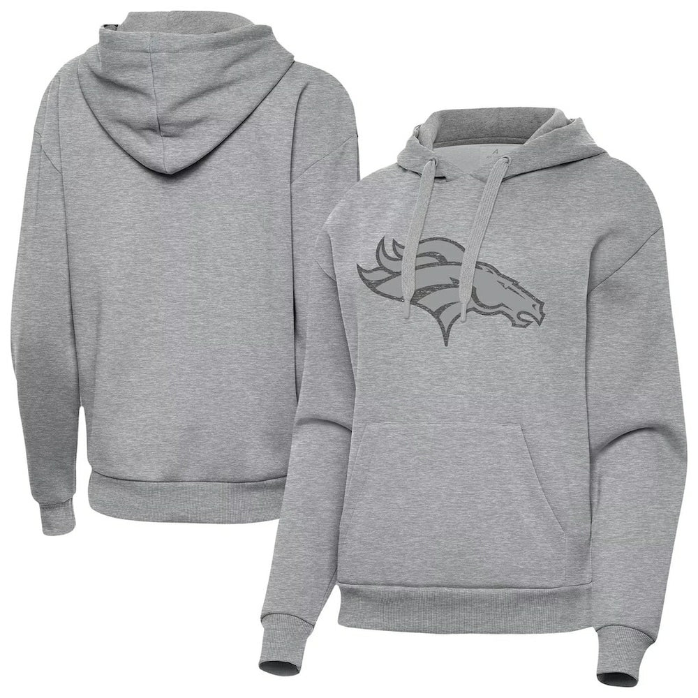 Denver Broncos Antigua Women's Victory Hoodie Heather Gray