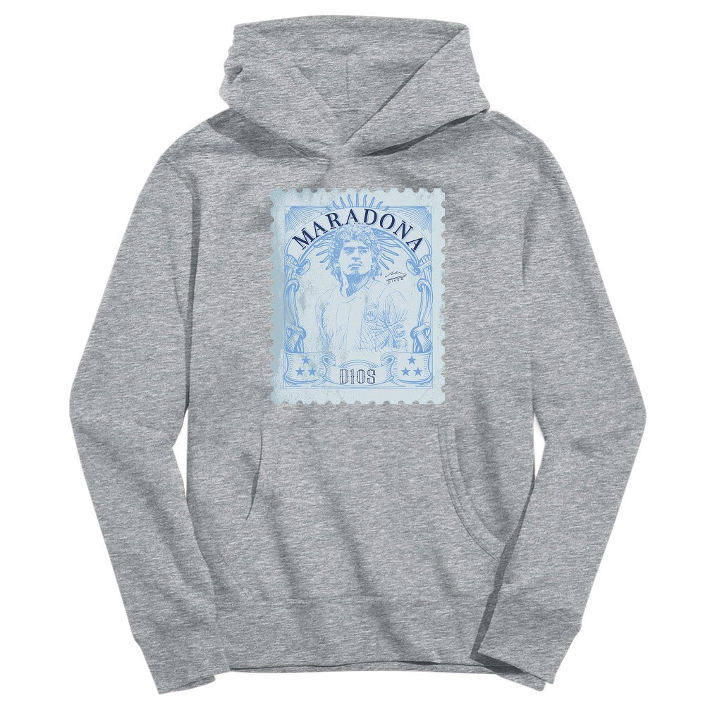 Diego Maradona Argentina National Team Vive La Fete Youth Vintage Stamp Pullover Hoodie Gray