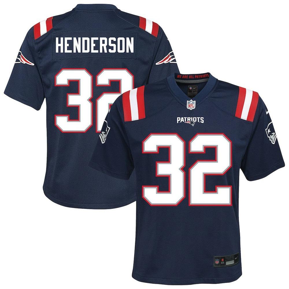 Nike TreVeyon Henderson New England Patriots Youth Team Game Jersey Navy