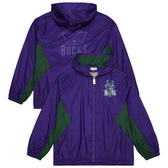 Milwaukee Bucks Playmaker Full-Zip Hooded Windbreaker Jacket Purple | Mitchell & Ness discount