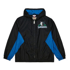 Minnesota Timberwolves Playmaker Full-Zip Hooded Windbreaker Jacket Black | Mitchell & Ness