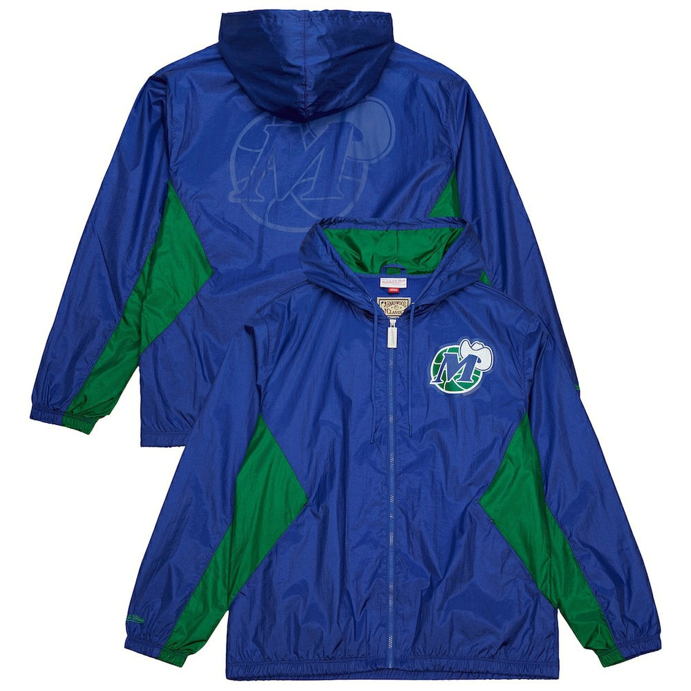 Dallas Mavericks Playmaker Full-Zip Hooded Windbreaker Jacket for sale Blue | Mitchell & Ness online