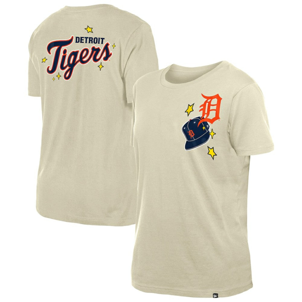 Detroit Tigers New Era Women's Stars & Cap T-Shirt - Cream - New Era Sale