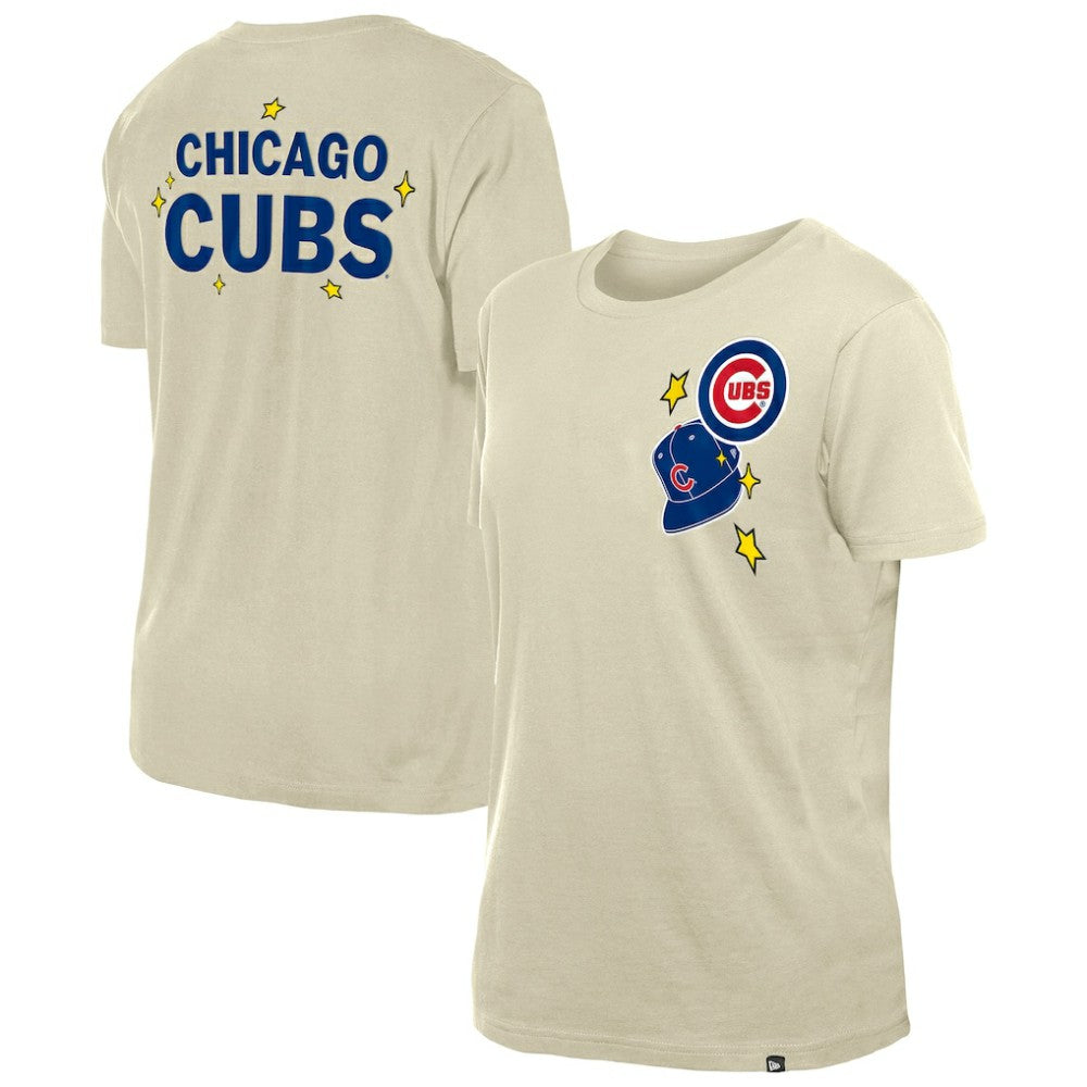 Chicago Cubs New Era Women's Stars & Cap T-Shirt - Cream - New Era Discount