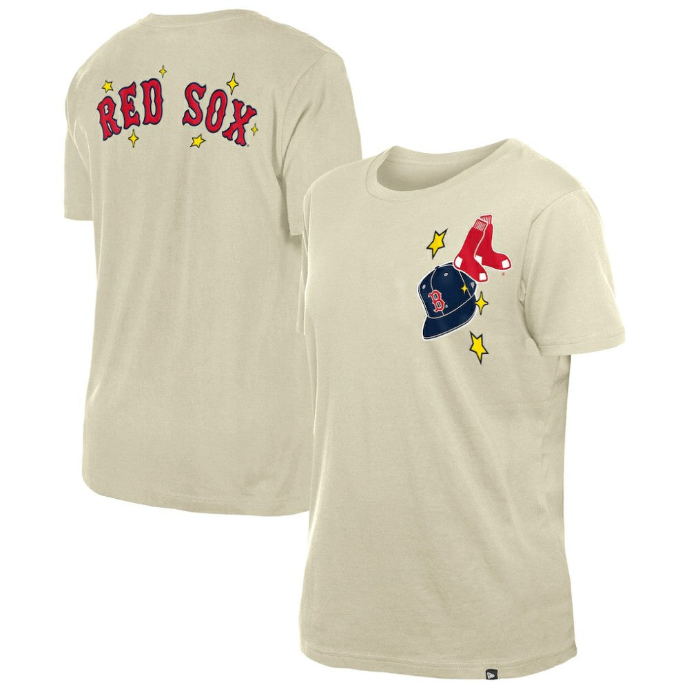 Boston Red Sox New Era Women's Stars & Cap T-Shirt - Cream - New Era on Sale