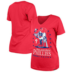 Philadelphia Phillies New Era Women's Little Miss 2 V-Neck T-Shirt - Red - New Era Sale