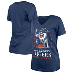 Detroit Tigers New Era Women's Little Miss 2 V-Neck T-Shirt - Navy - New Era Lifestyle