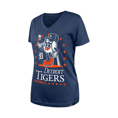 Detroit Tigers New Era Women's Little Miss 2 V-Neck T-Shirt - Navy - New Era Lifestyle