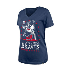 Atlanta Braves New Era Women's Little Miss 2 V-Neck T-Shirt - Navy - New Era Sale