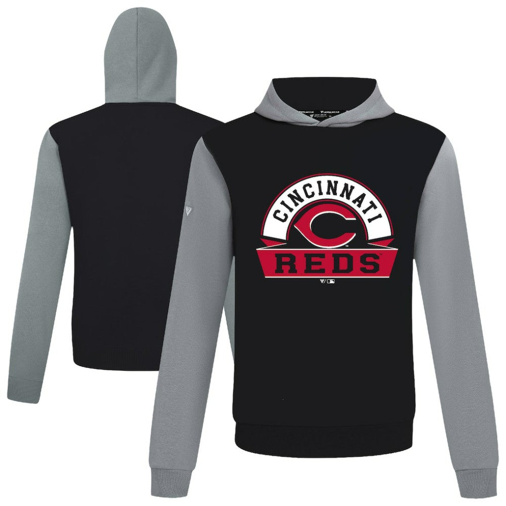 Cincinnati Reds Levelwear Throwback Ultimate Banner Arch Hoodie - Black - MLB Online