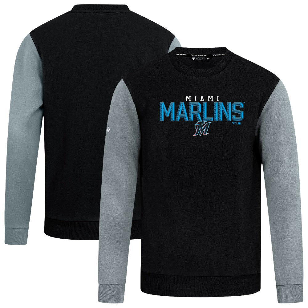 Miami Marlins Levelwear Throwback Ultimate Carve Sweatshirt - Black - MLB Lifestyle