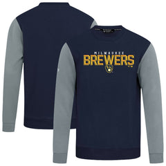 Milwaukee Brewers Levelwear Throwback Ultimate Carve Sweatshirt - Navy - MLB Discount