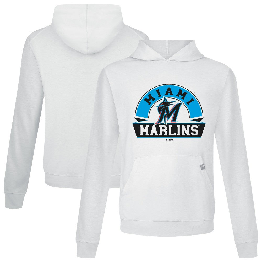 Miami Marlins Levelwear Relay Banner Arch Pullover Hoodie - White - MLB Online
