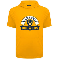 Milwaukee Brewers Levelwear Phase Banner Arch Hoodie T-Shirt - Gold - MLB Discount