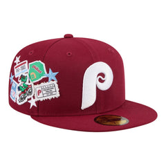 Philadelphia Phillies New Era City Patch 59FIFTY Fitted Hat - Burgundy - New Era Discount