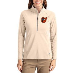 Baltimore Orioles Cutter & Buck Women's Cooperstown Collection Adapt Eco Knit Stretch Half-Zip Pullover - Tan - MLB Discount