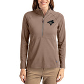 Toronto Blue Jays Cutter & Buck Women's Adapt Eco Knit Stretch Half-Zip Pullover - Brown - MLB on Sale