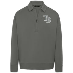 Tampa Bay Rays Levelwear Women's Canmore Chenille Logo Quarter-Zip Top - Stone - MLB Discount