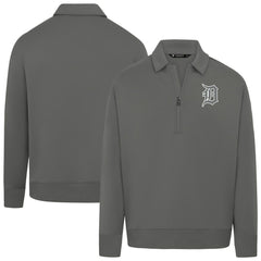 Detroit Tigers Levelwear Women's Canmore Chenille Logo Quarter-Zip Top - Stone - MLB on Sale