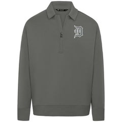 Detroit Tigers Levelwear Women's Canmore Chenille Logo Quarter-Zip Top - Stone - MLB on Sale