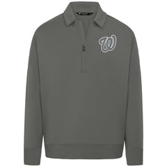 Washington Nationals Levelwear Women's Canmore Chenille Logo Quarter-Zip Top - Stone - MLB Discount