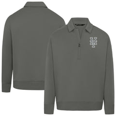 New York Mets Levelwear Women's Canmore Chenille Logo Quarter-Zip Top - Stone - MLB Sale