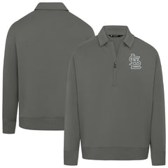 St. Louis Cardinals Levelwear Women's Canmore Chenille Logo Quarter-Zip Top - Stone - MLB Lifestyle