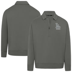 Los Angeles Dodgers Levelwear Women's Canmore Chenille Logo Quarter-Zip Top - Stone - MLB Online