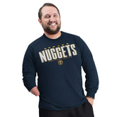 Denver Nuggets G-III Sports by Carl Banks Adaptive Printed Mesh Effect Long Sleeve T-Shirt Navy