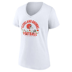 Shedeur Sanders Cleveland Browns Women's Floral Name & Number V-Neck T-Shirt White