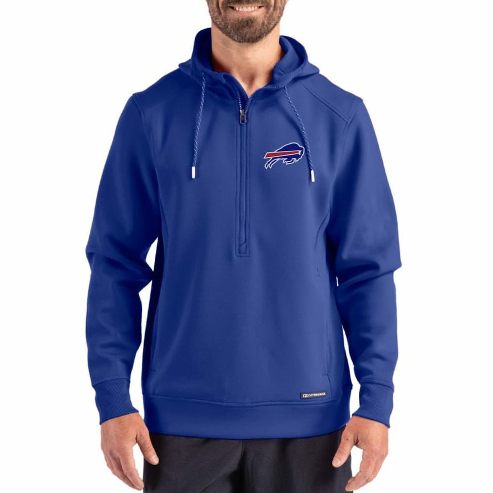 Buffalo Bills Cutter & Buck Roam Eco Half-Zip Recycled Pullover Hoodie Royal