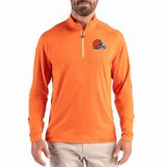 Cleveland Browns Cutter & Buck Coastline Epic Comfort Recycled Quarter-Zip Pullover Orange