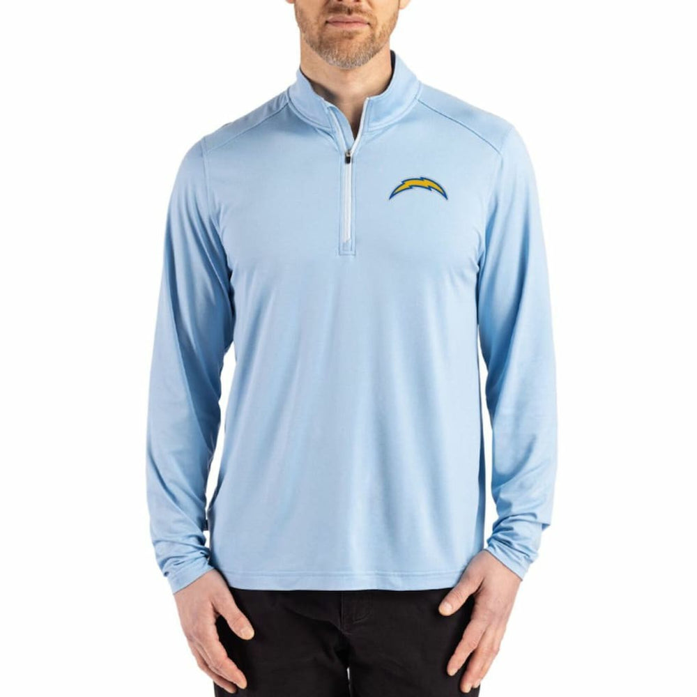 Los Angeles Chargers Cutter & Buck Coastline Epic Comfort Recycled Quarter-Zip Pullover Powder Blue