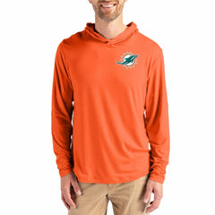 Miami Dolphins Cutter & Buck Coastline Epic Comfort Recycled Long Sleeve Hoodie T-Shirt Orange