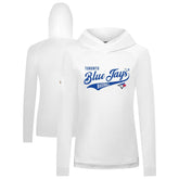 Toronto Blue Jays Levelwear Women's Slender Glide Raglan Hoodie - White - MLB Discount