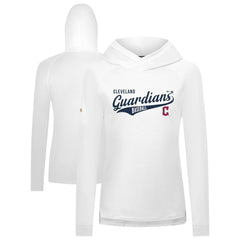 Cleveland Guardians Levelwear Women's Slender Glide Raglan Hoodie - White - MLB on Sale
