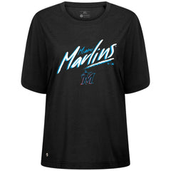 Miami Marlins Levelwear Women's Bloom Sizzle T-Shirt - Black - MLB on Sale