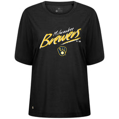 Milwaukee Brewers Levelwear Women's Bloom Sizzle T-Shirt - Black - MLB Lifestyle
