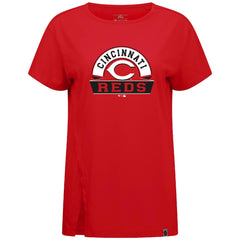 Cincinnati Reds Levelwear Women's Influx Banner Arch T-Shirt - Red - MLB Discount