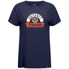 Detroit Tigers Levelwear Women's Influx Banner Arch T-Shirt - Navy - MLB Lifestyle