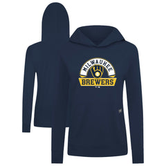Milwaukee Brewers Levelwear Women's Relay Banner Arch Long Sleeve T-Shirt Hoodie - Navy - MLB on Sale