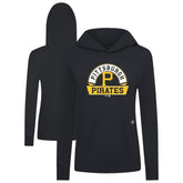 Pittsburgh Pirates Levelwear Women's Relay Banner Arch Long Sleeve T-Shirt Hoodie - Black - MLB Lifestyle