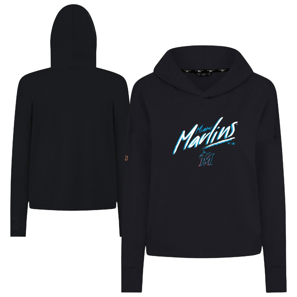 Miami Marlins Levelwear Women's Sweet Sizzle Tri-Blend Hoodie - Black - MLB Sale