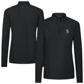 Seattle Mariners Levelwear Women's Upright Insignia 2.0 Quarter-Zip Tri-Blend Top - Black - MLB on Sale
