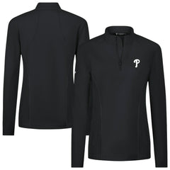 Philadelphia Phillies Levelwear Women's Upright Insignia 2.0 Quarter-Zip Tri-Blend Top - Black - MLB on Sale