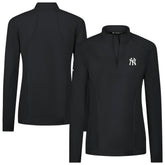 New York Yankees Levelwear Women's Upright Insignia 2.0 Quarter-Zip Tri-Blend Top - Black - MLB Lifestyle