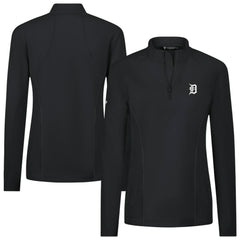 Detroit Tigers Levelwear Women's Upright Insignia 2.0 Quarter-Zip Tri-Blend Top - Black - MLB Lifestyle