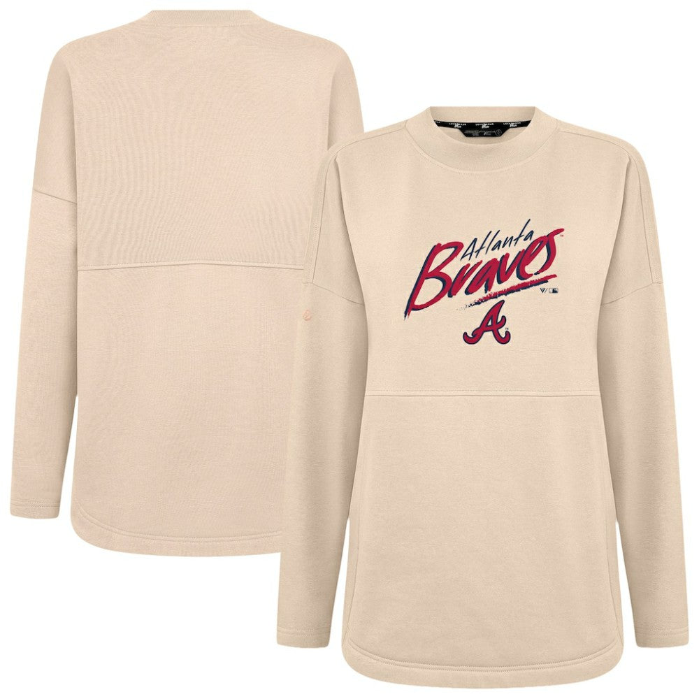 Atlanta Braves Levelwear Women's Oversized Beaudry Sizzle Top - Khaki - MLB on Sale
