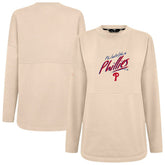 Philadelphia Phillies Levelwear Women's Oversized Beaudry Sizzle Top - Khaki - MLB Discount