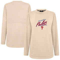 Philadelphia Phillies Levelwear Women's Oversized Beaudry Sizzle Top - Khaki - MLB Discount